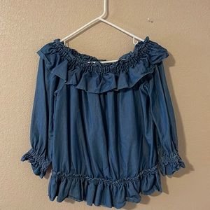 Michael Kors off-shoulder Denim Ruffle Top, size L